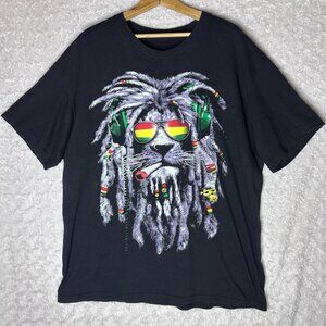 Rasta‎ Lion with Dreadlocks Music Graphic T-Shirt Size XL